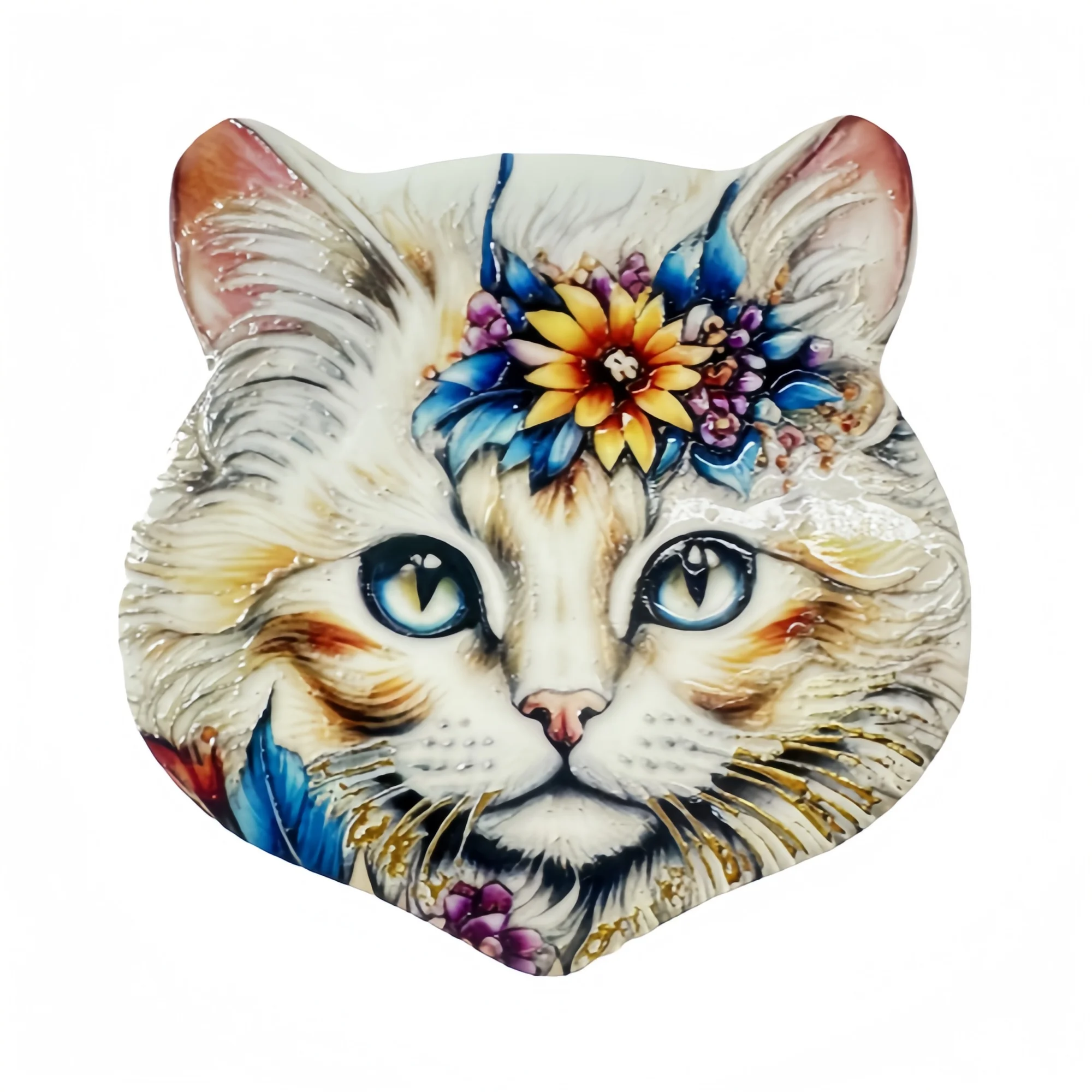 Wholesale Ceramic Coaster 3D Printing Cat Shape cork Eva Backing Custom Pattern Custom Logo Table Decoration