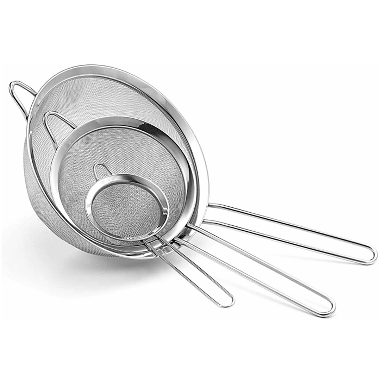 Fine Mesh Kitchen Colander 3Pcs Set  Stainless steel Strainers With Handle