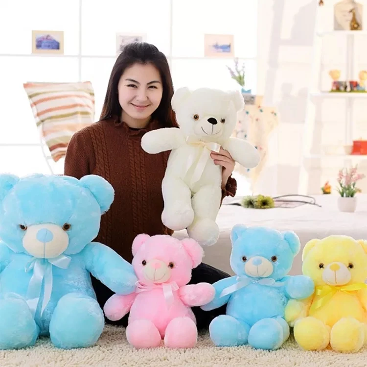 Hot Sell Creative Light Up LED Colorful Glowing 30CM Teddy Bear Stuffed Animal Plush Toy Christmas Gift