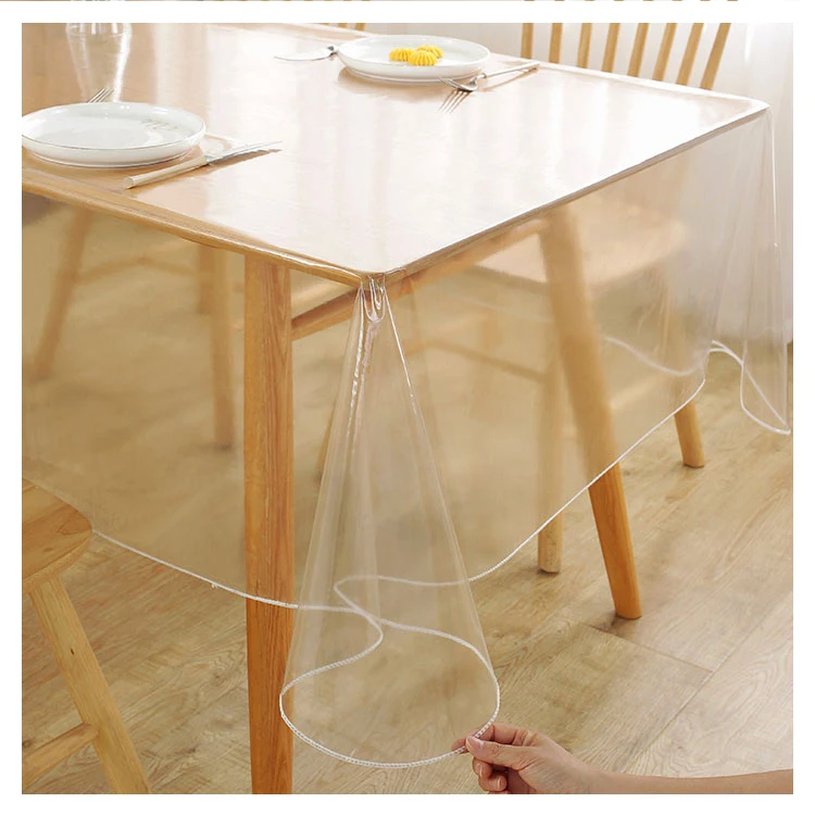 Customized Pvc Waterproof Oil Soft Film Clear Coffee Table Cover Desk Protector Pvc Tablecloth