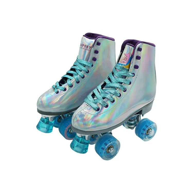 Professional four wheels inline women flashing shoes 4 wheel quad roller skate adult