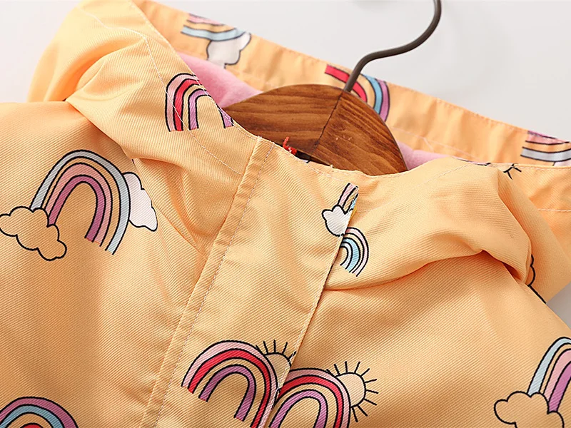 Yellow Winter Newest Kids Rainbow Printing Coats Girls Coats