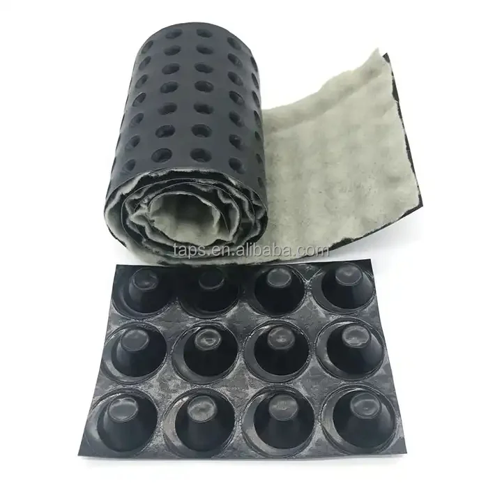 Industrial Style Drainage Mat Composite with Nonwoven Geotextile HDPE PP Material Roof Road Waterproofing Greening Applications