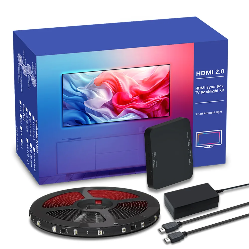 Светодиодные подсветки для телевизора с HDMI 2 0 Синхронизация ТВ и музыкой 4K HDR Поддержка полосы