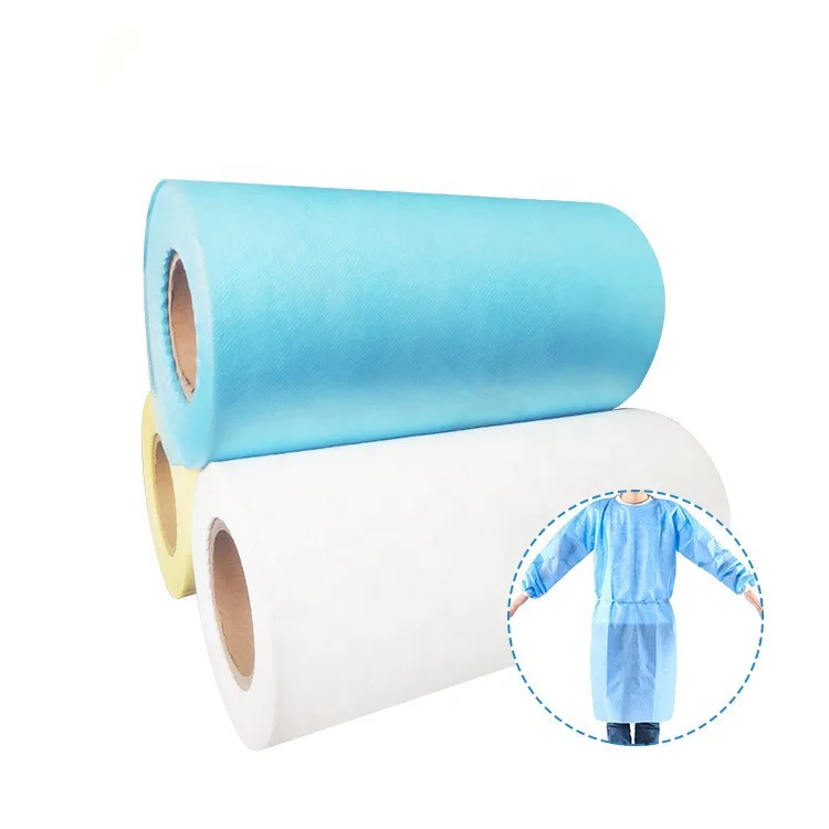 
25Gsm 30Gsm 40Gsm Laminated Surgical Gown Sms Meltblown Non Woven Medical Filter Raw Material Cloth Face Ma sk Hospital Fabric 