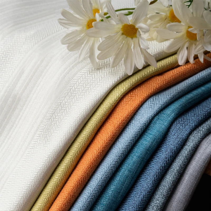 Wholesale of curtain fabrics New modern simple Yafuni cotton and linen texture Solid color curtain blackout heat insulation curt