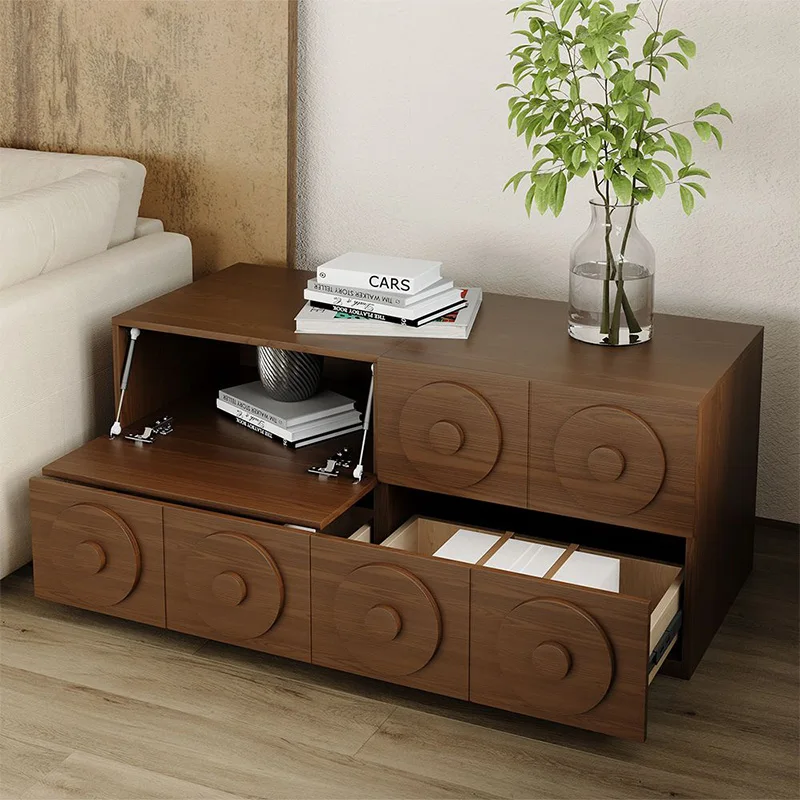 Nordic Living Room Bedroom Cabinets Medieval Carved Chest of Drawers at the End of the Bedroom Brown Storage Cabinets