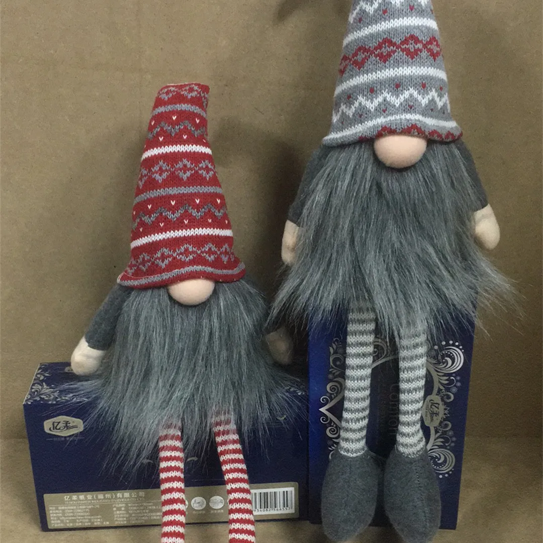 Home Decoration and Christmas Ornaments 2022 Faceless Plush Gnomes with Long Beard and Legs Handmade