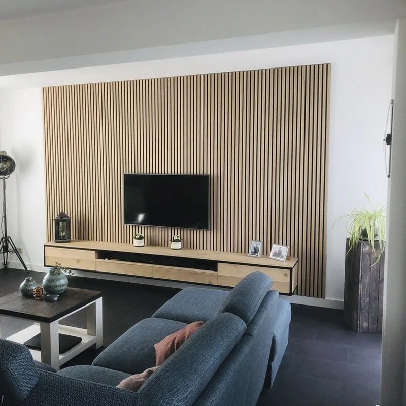 Custom Decorative Akupanel Fiber Wooden Veneer Slat Wall Perforated Acoustic Panels