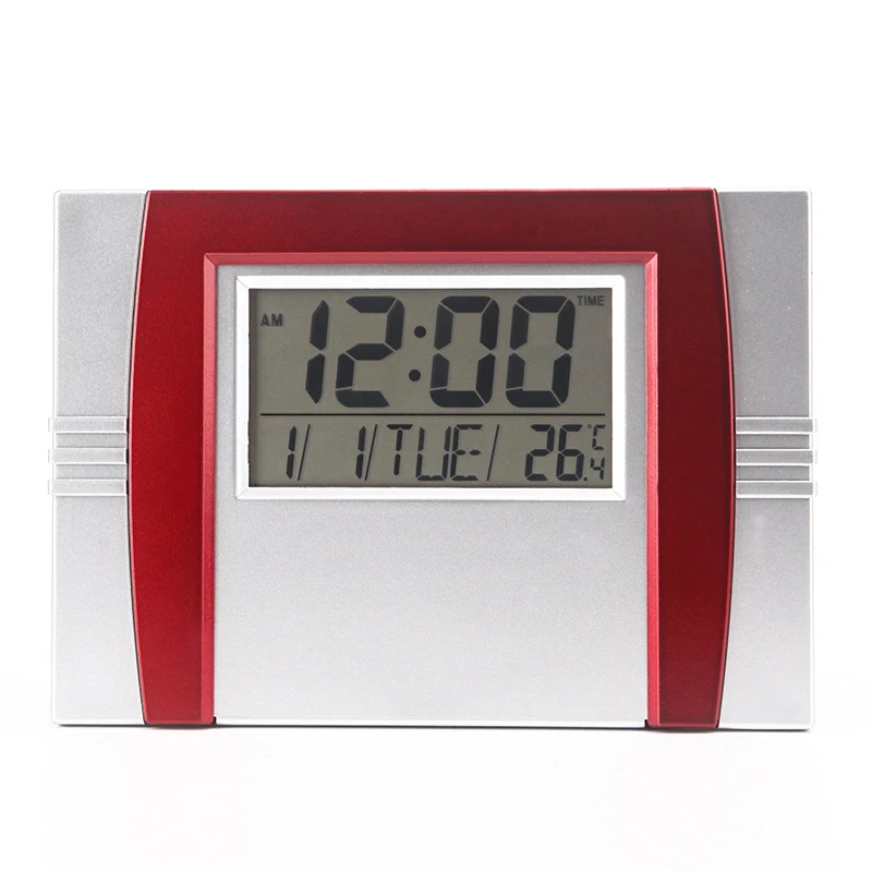 KH-CL098 Large Plastic Hanging LCD Thermometer Calendar Digital Wall Clock with Date and Time