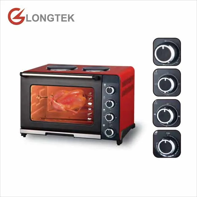 China household electric oven multi purpose electrical baking oven with Rotisserie, convection and two hot plates