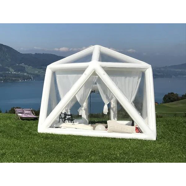 5x4m outdoor portable clear pvc inflatable camping tent with airtight frame for family tours or camps