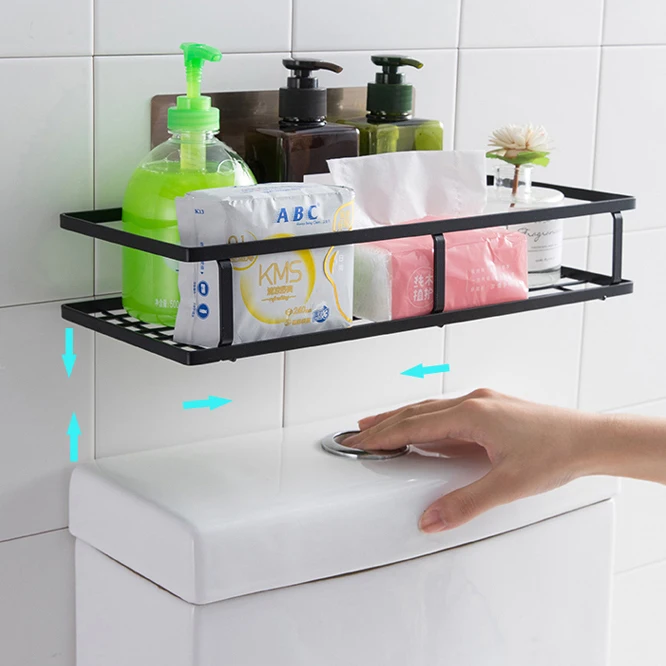 Rectangle Frame Iron Holder Wall Mounted Mesh Shower Caddy Storage Shelf Basket Organizer With Adhesive For Bathroom ,Kitchen