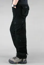 Mens fall winter cotton solid camouflage outdoor hiking camping military army Combat work multi pockets utility cargo pant