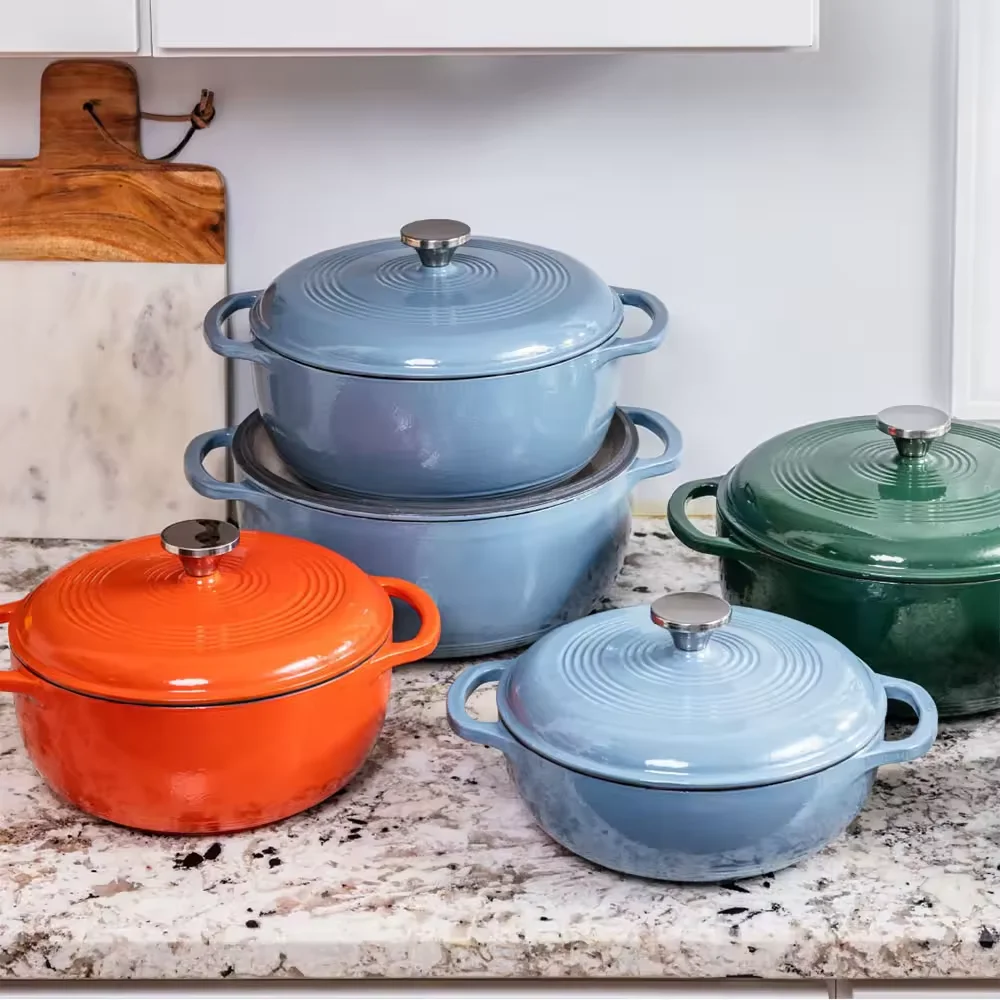 wholesale Multi-Color Cast Iron Casserole 23/26/28cm kitchen cooking pot Cast Iron Casserole Dutch Pot Enamel Cast Iron Cookware