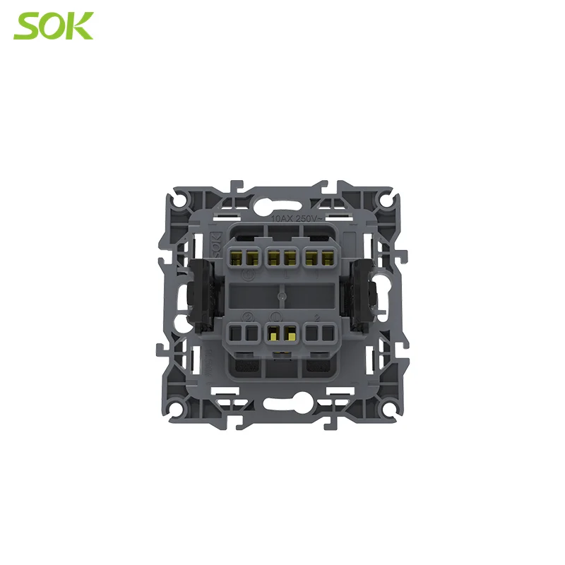 2 Gang 1 Way Light Switch with Indicator white Screwless Terminal wall switch and socket factory price wall switch