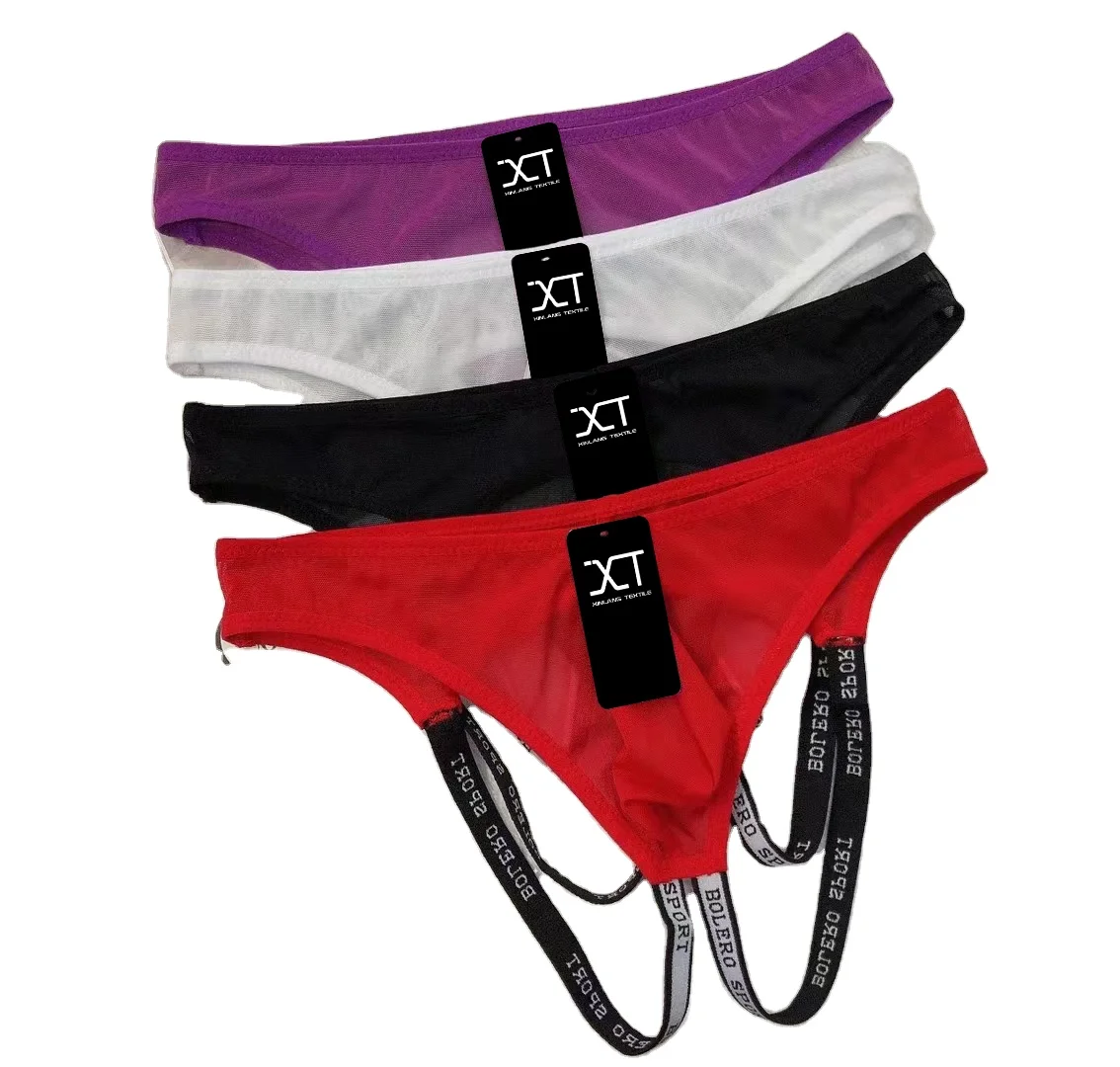 In stock Black White purple red G-string Sports Gay T-pants Inner Wear Jockstrap Men Thongs Mens Sexy Underwear