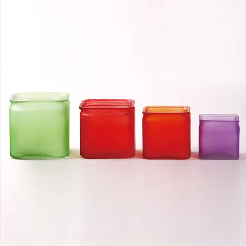 
Home Basic Mixed Size Empty Square Candle Jars Glass In Different Colors 