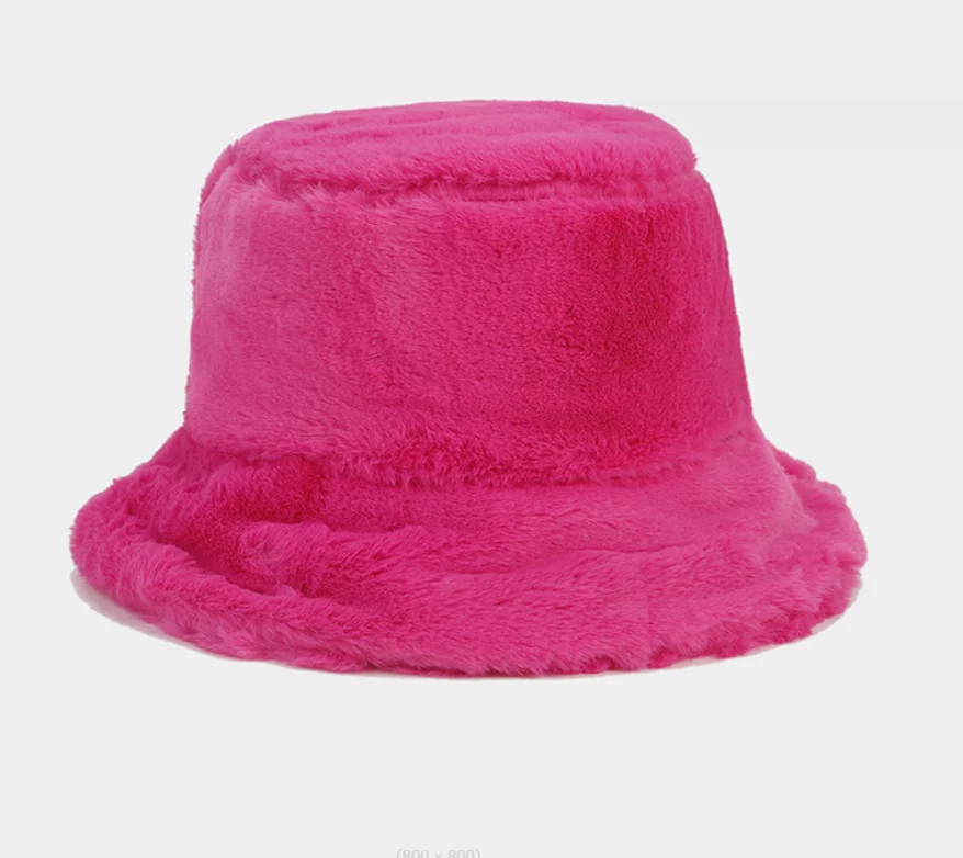 Winter Warm Blank Bucket Hat Extra Soft Fur Bucket Hats Adjustable Furry Bucket Fisherman Hats