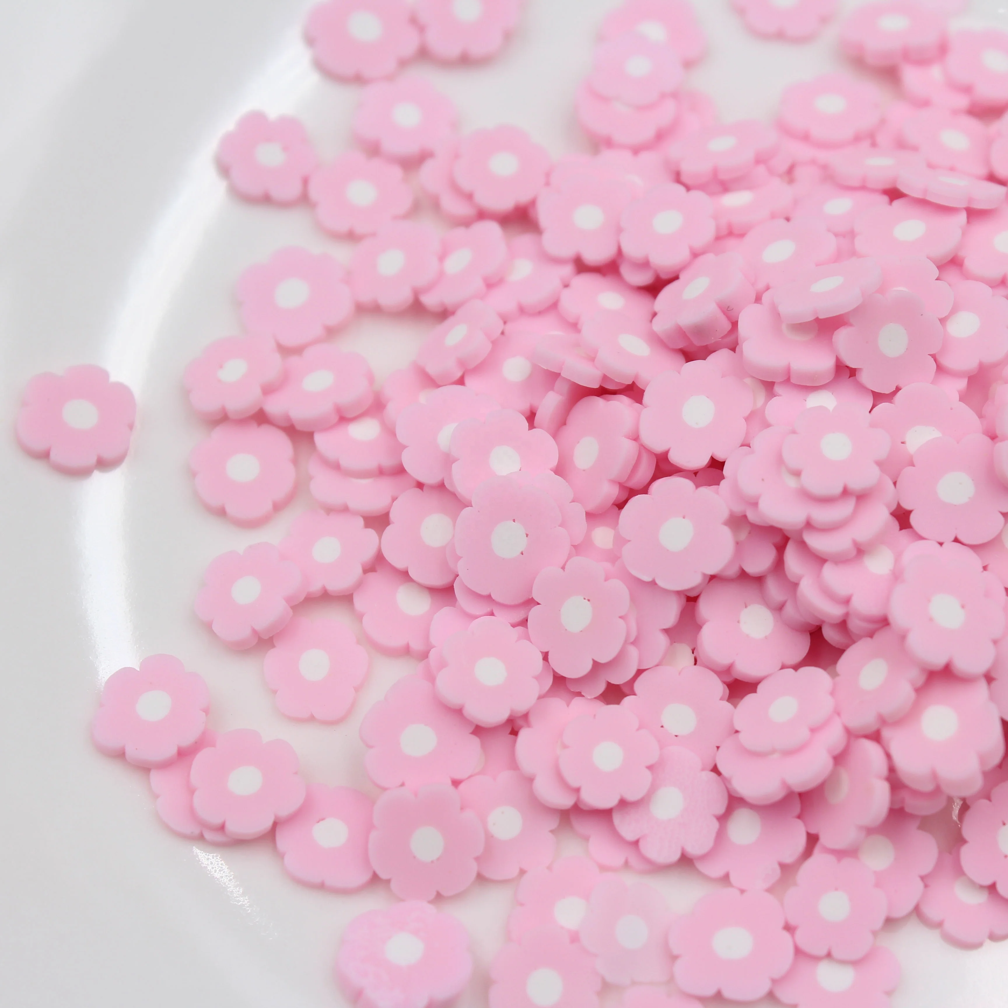 1KG Spring Themed Pink Flower Slices Polymer Clay Soft Pottery for Decoration DIY Crafts Filler Accessories