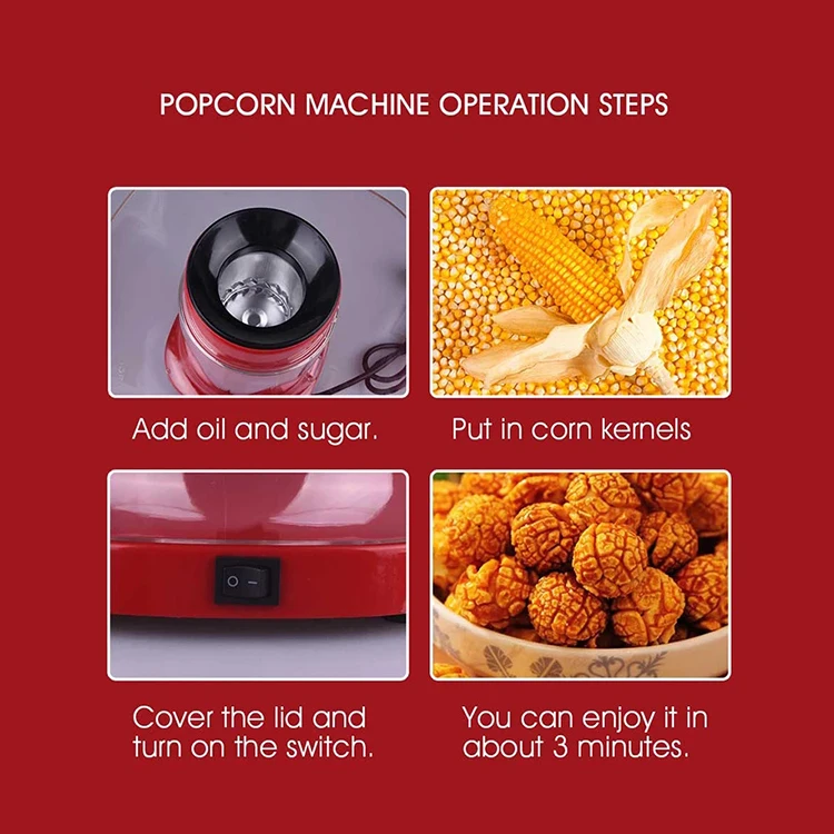 Electric Hot Oil Microwave Popcorn Popper Maker Bowl Bucket Container Mini Popcorn Machine