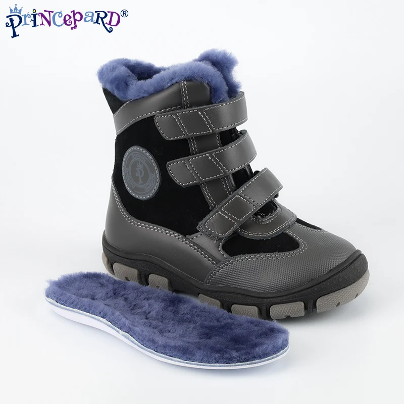 Princepard Wholesale Boys Winter Fur Warm Snow Orthopedic Boots Kids Shoes For