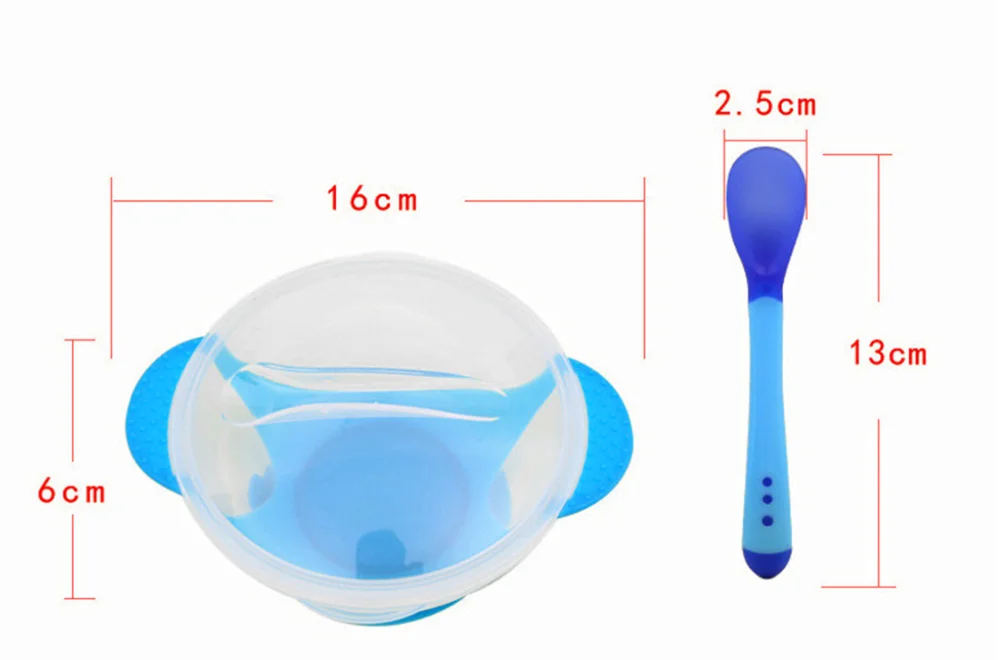 Оптовая продажа, недорогая пластиковая детская чаша с ложкой, не содержащая Бисфенол А, с защитой от скольжения