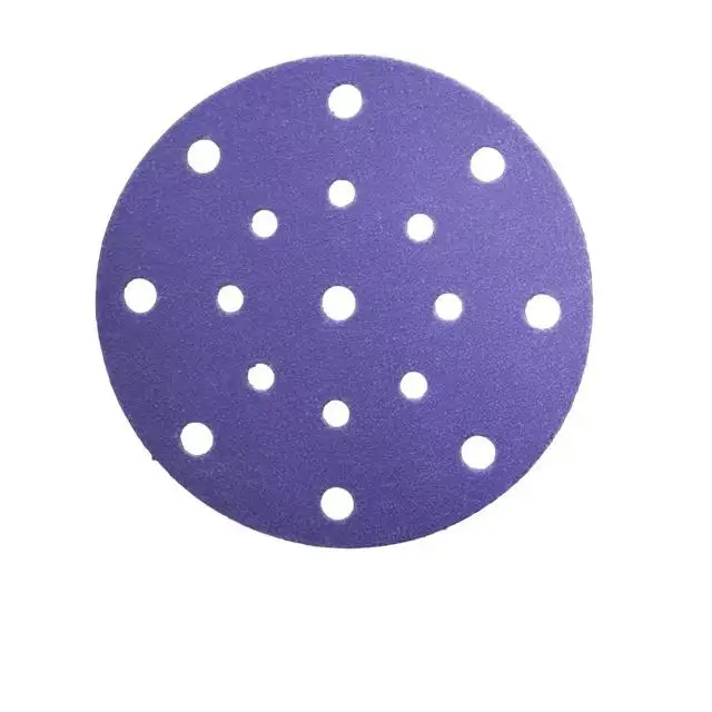 6 inch 17 holes Sandpaper  Purple Ceramic Sanding Disc  Hook and Loop Sanding Paper Abrasive Discs for Automotive
