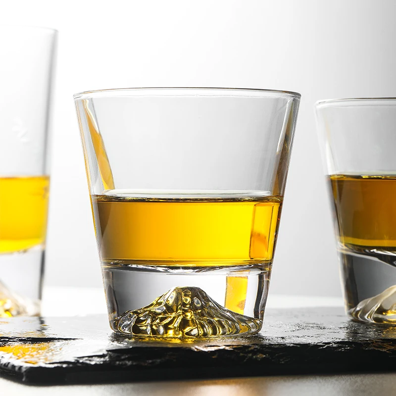 Japanese flavor clear frosted style cherry blossom lead-free glass handmade exquisite luxury whisky glasses