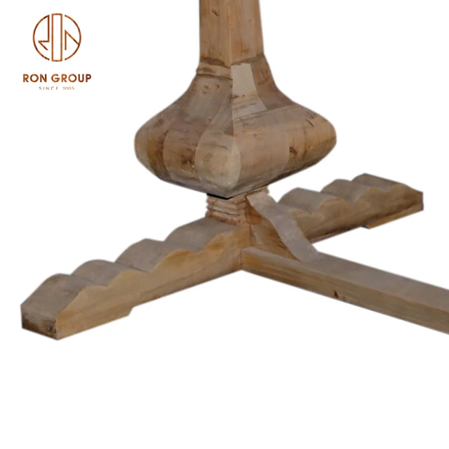 Hot Selling French Retro Cafe Shop Dining Room Restaurant Furniture 6 8 Seats American Oak Vintage Rectangular Solid Wood Table