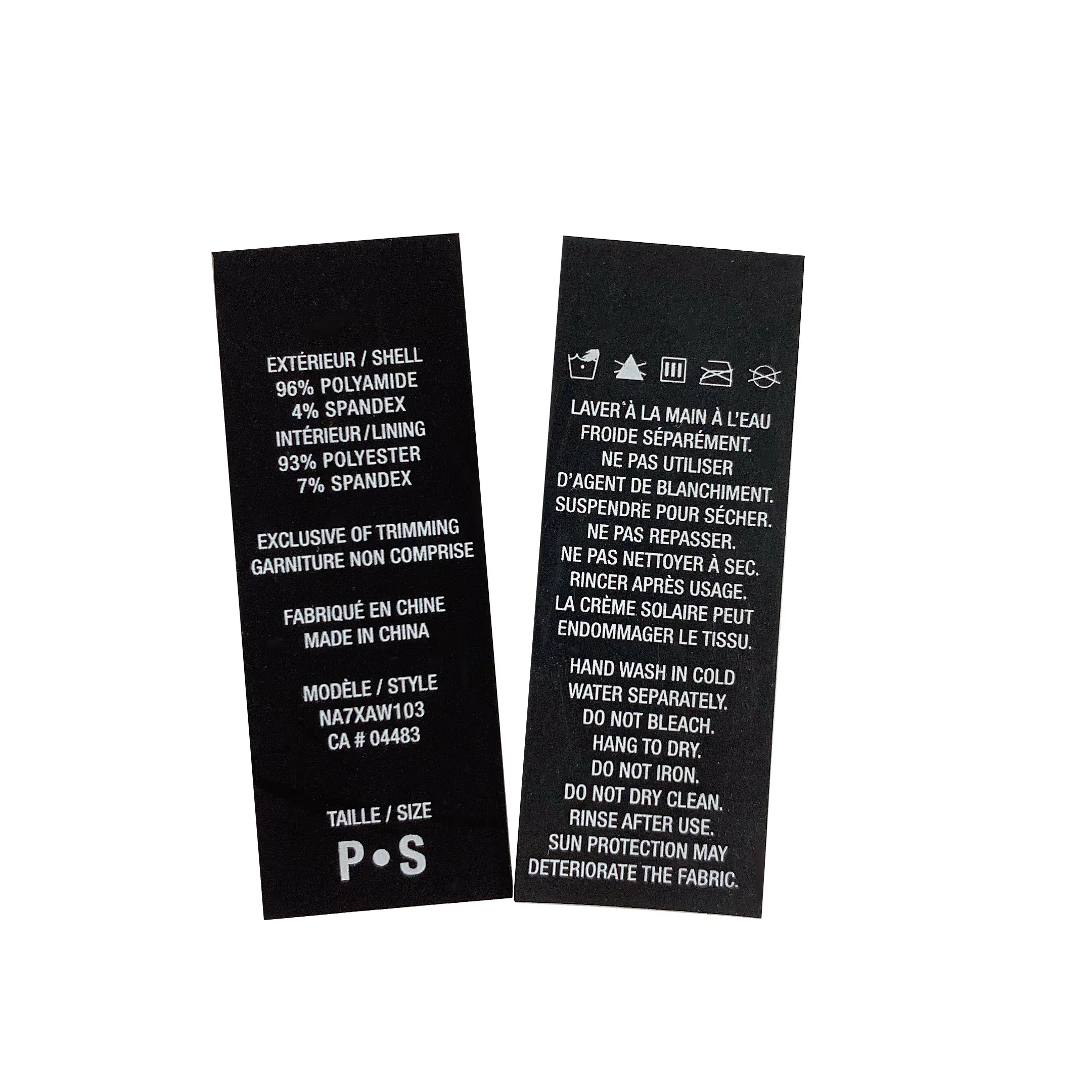 Printed TPU Clothing Care Label and Wash Clothing Label
