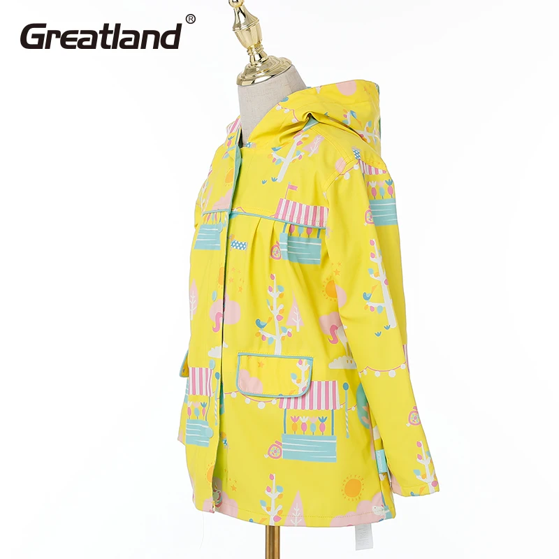 High quality student yellow pattern raincoat custom student children raincoat