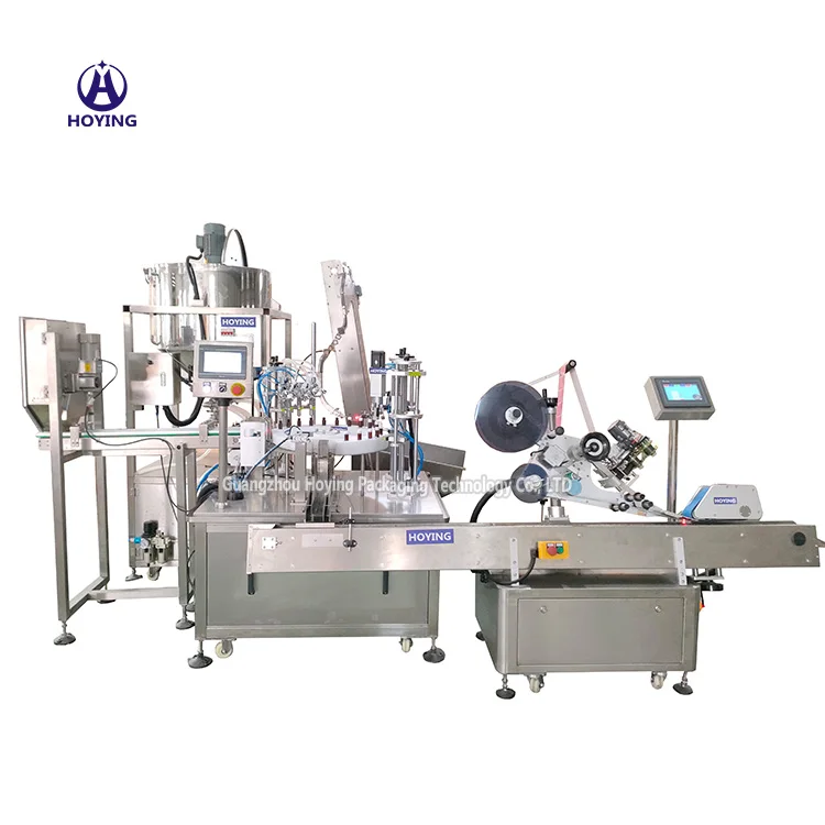 Fully automatic monoblock 25ml energy shot vial tube viscous liquid piston pump two stations filling capping labeling machine