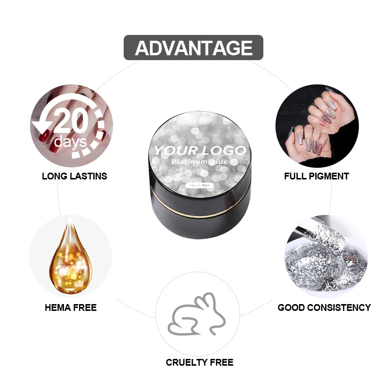 Vendeeni Custom Logo Platinum Gel Polish With Private Label Gel Nail Polish VDN 4 Colors Glitter UV/LED Gel