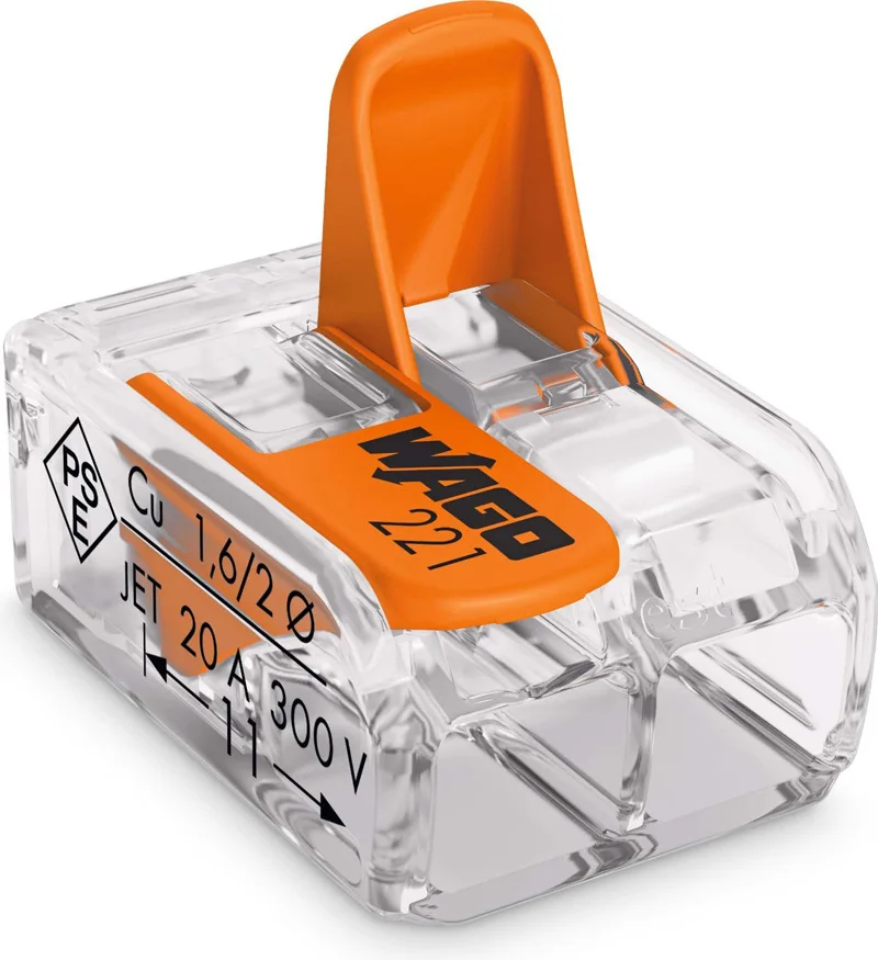 Оригинальный Wago цепи 2 pole быстрое подключение провода разъем 221-412