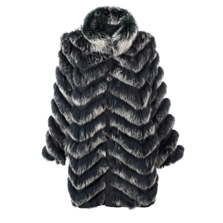 Trendy Design Skin-Friendly Soft Silk Real Fox Fur Thick Coats For Women