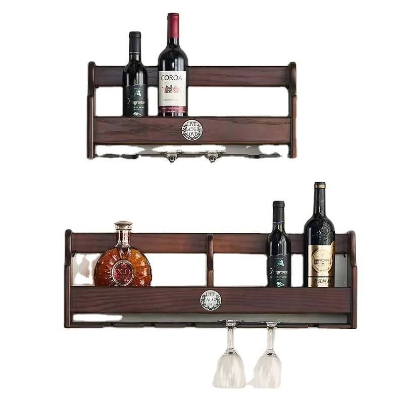 
2021 Elegant Wall-Mounted Wooden Wine Storage Rack Wood Wine Rack 