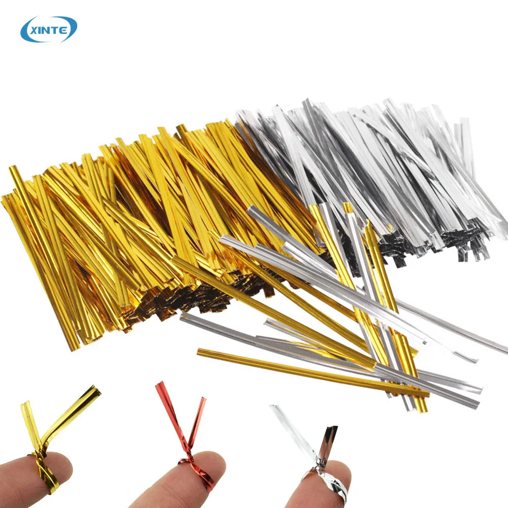 Wholesale Shiny Metallic Twist Ties Single Metal Wire 8cm Twist Tie for Plastic Bag Packaging for Cake Pops and Bread