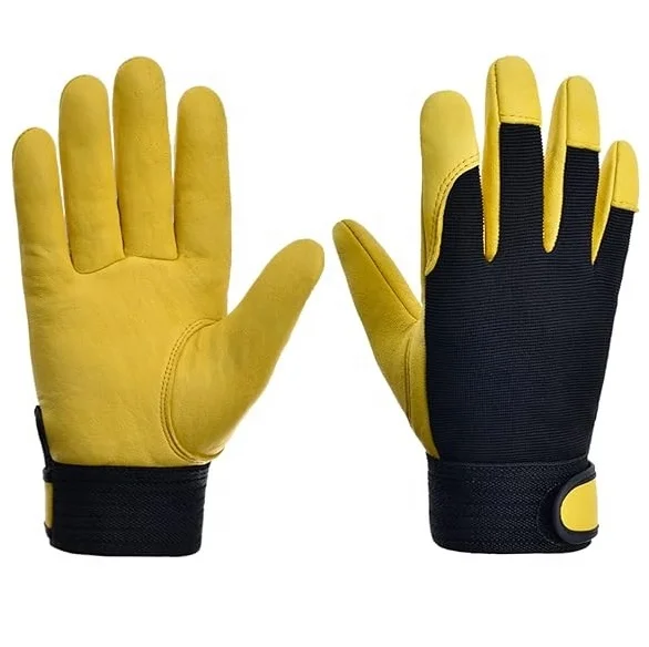 Men Women Flexible Breathable Yard Work Sheepskin Leather Utility Mechanic Working Gloves For Repairing Gardening