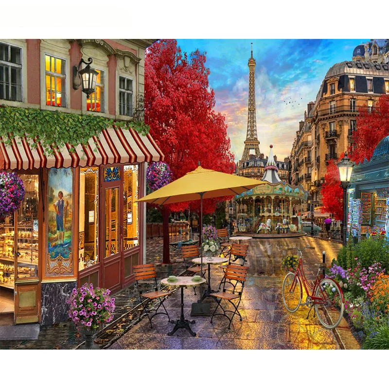 CHENISTORY 991986  DIY Painting By Numbers Paris Flower Market paint by number canvas Wedding Decoration Coloring Numbers