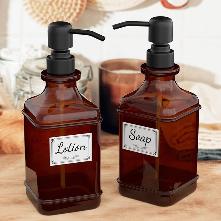 Best Quality Brown Glass Bottle 500ml Soap Dispenser Unique Packaging Liquid Shower Soap Bottles Shower