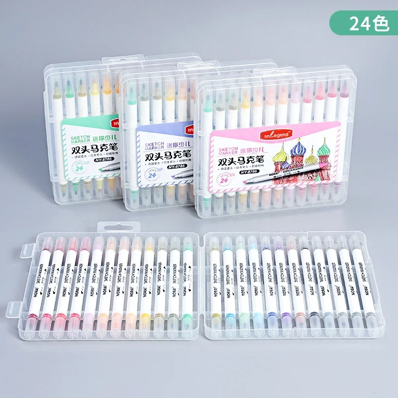 New arrival fluorescent colorful double ended design 12/24/36 colors alcohol based art marker set