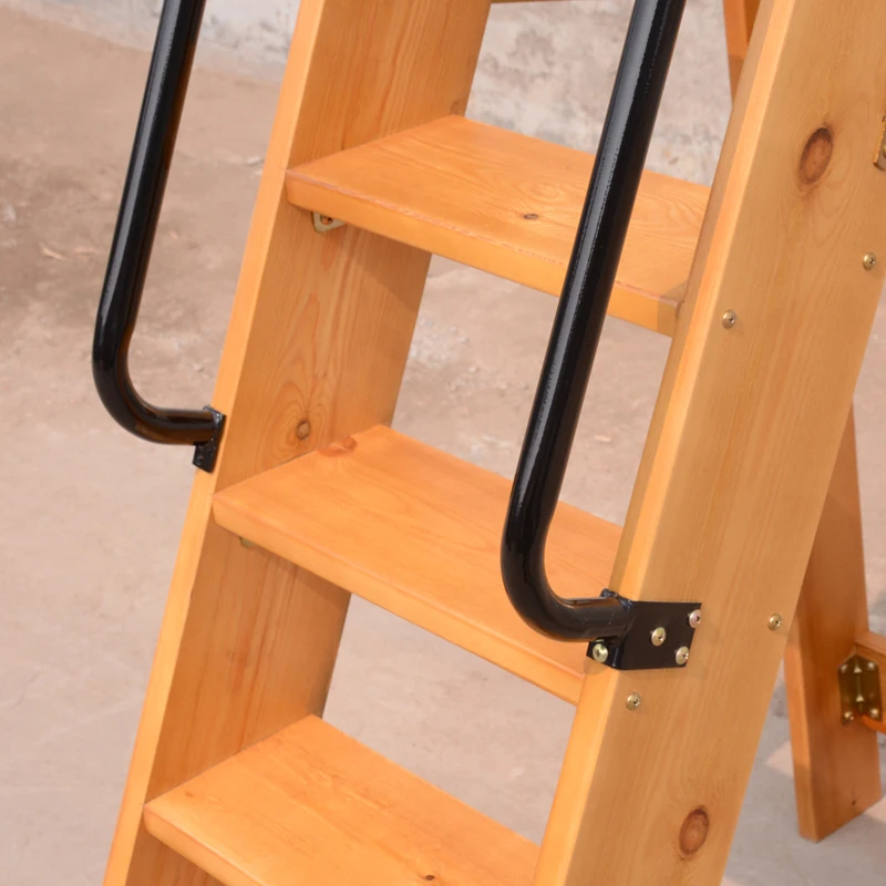 One side miter ladder with armrest pine solid wood