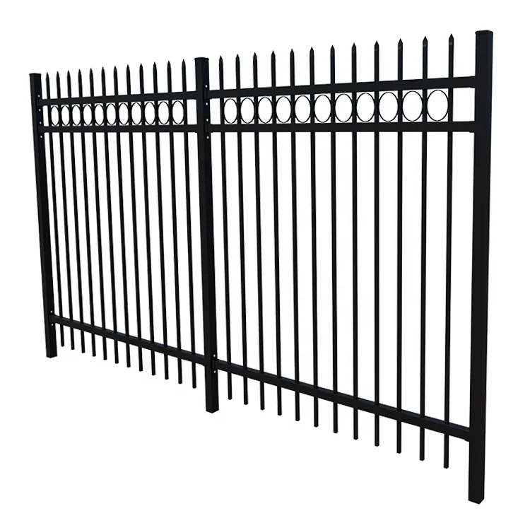 Cheap modern metal decorative wrought iron panels fencing construction backyard garden fence gate