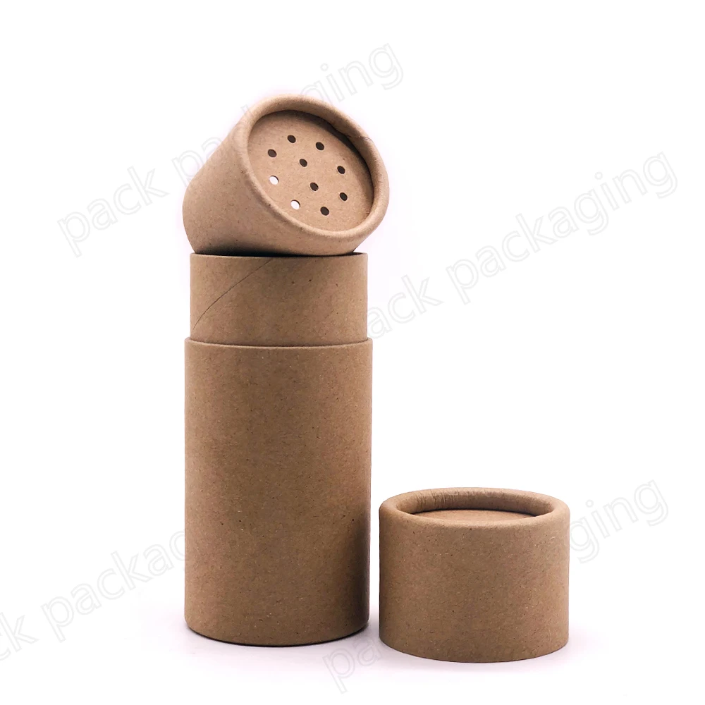 custom round cosmetic box cardboard paper tube powder packs spice containers packaging carton case kraft tube with lid
