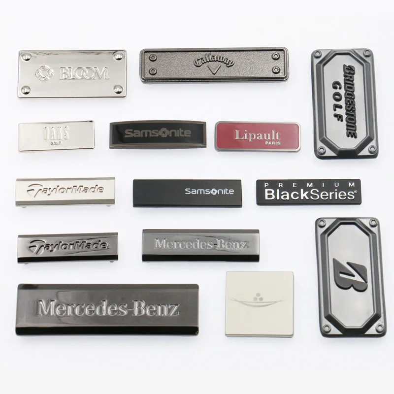 Custom Reflective Embossed Circle Handbag Key Chain Hang Tags Pendant Charm Metal Label Plate Logo For Leather Bags Purses