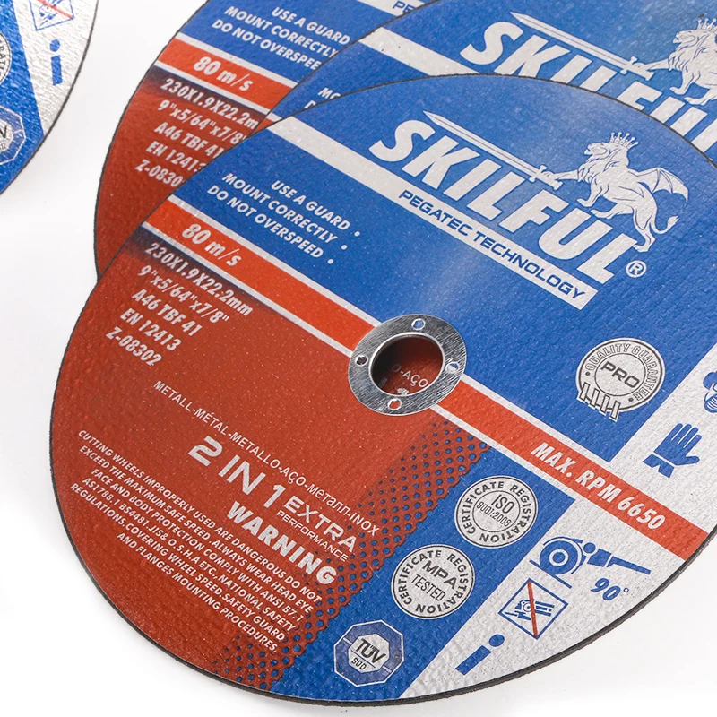 SKILFUL Production 9 inch 230mm Metal INOX MPA Report Cutting Disc Aluminum Oxide Cutting Wheel