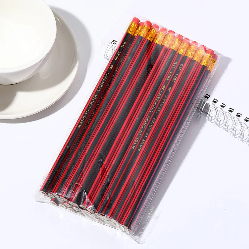 Triangle  Rod HB Pencil  Wooden Lead Pencils With Eraser Drawing Pencils for School Writing Stationery