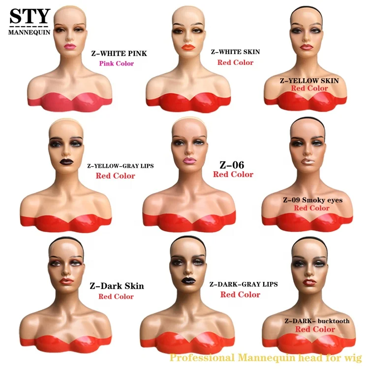 mannequin with makeup and shoulder half mannequin head holder wig dispaly mannequin head