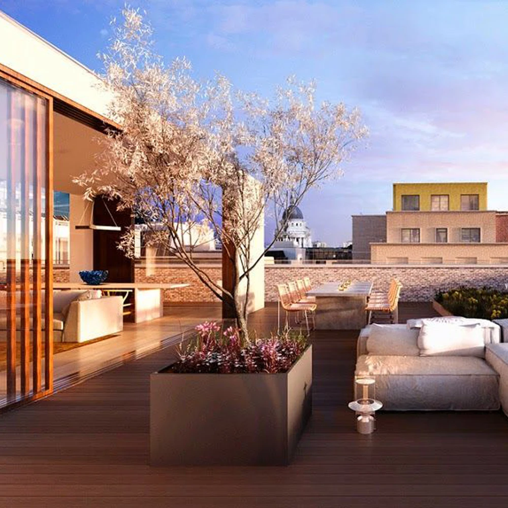 Deep Embossed Wood Plastic Board Composite Decking Easy-clean Decking Plank Crack-Resistant Outdoor WPC Floor